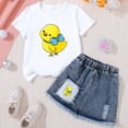 thumbnail image 2 of BOBOGOJP Girls Clothes 2PCS Butterfly Print Short Sleeve T-Shirt Denim Skirt Shorts Set Teen Tween Girls Summer Outfits Set, 2 of 4