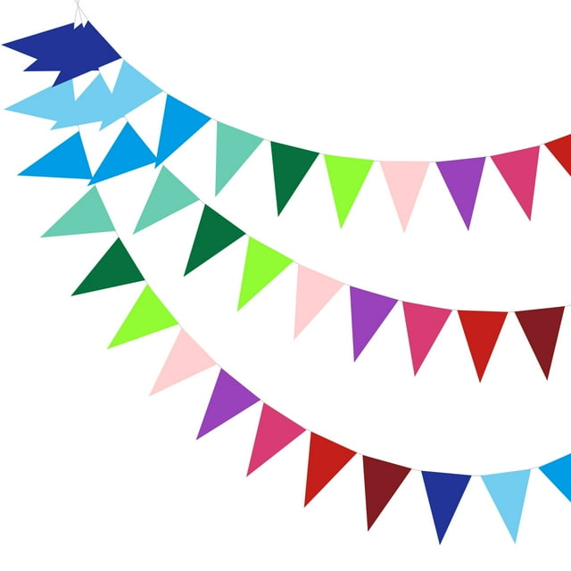 Uxcell Pennant Banner Flags, Felt Fabric Triangle Flag Banner Bunting Garland for Party Decorations Colorful