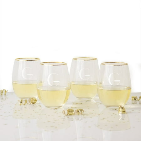 Rim White Wine - Personalized Gold Rim Stemless Wine Glasses Personalized 19.25 oz. Gold Rim Stemless Wine Glasses (Set of 4)