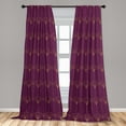 thumbnail image 4 of Ambesonne Art Deco Curtains, Purple Simple Vintage Grid, Pair of 28"x63", Purple and Sand Brown, 4 of 5