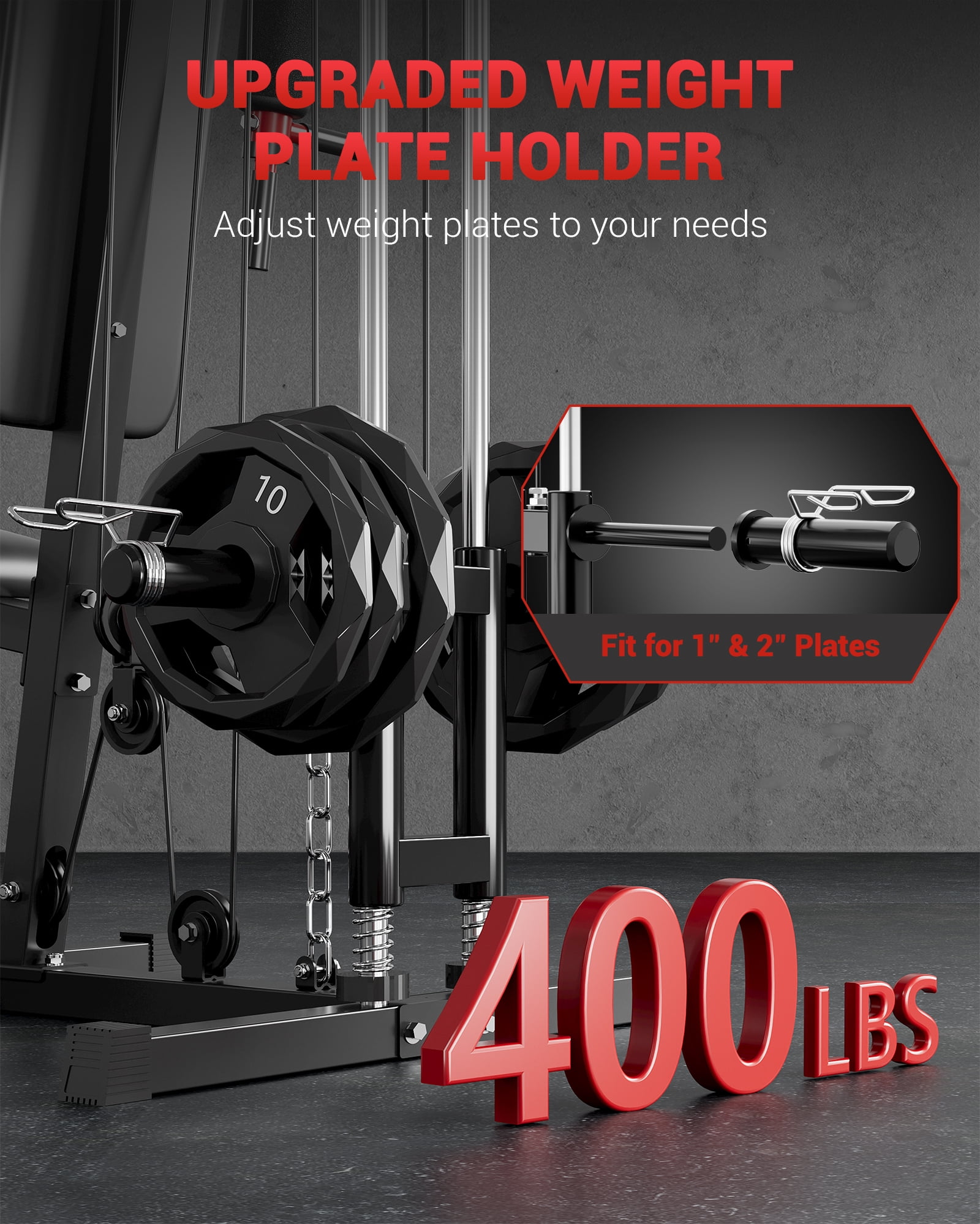 Home Gym Equipment, 400LBS Weight Capacity All in One Full Body Exercise Station, Multifunctional Compact Home Gym