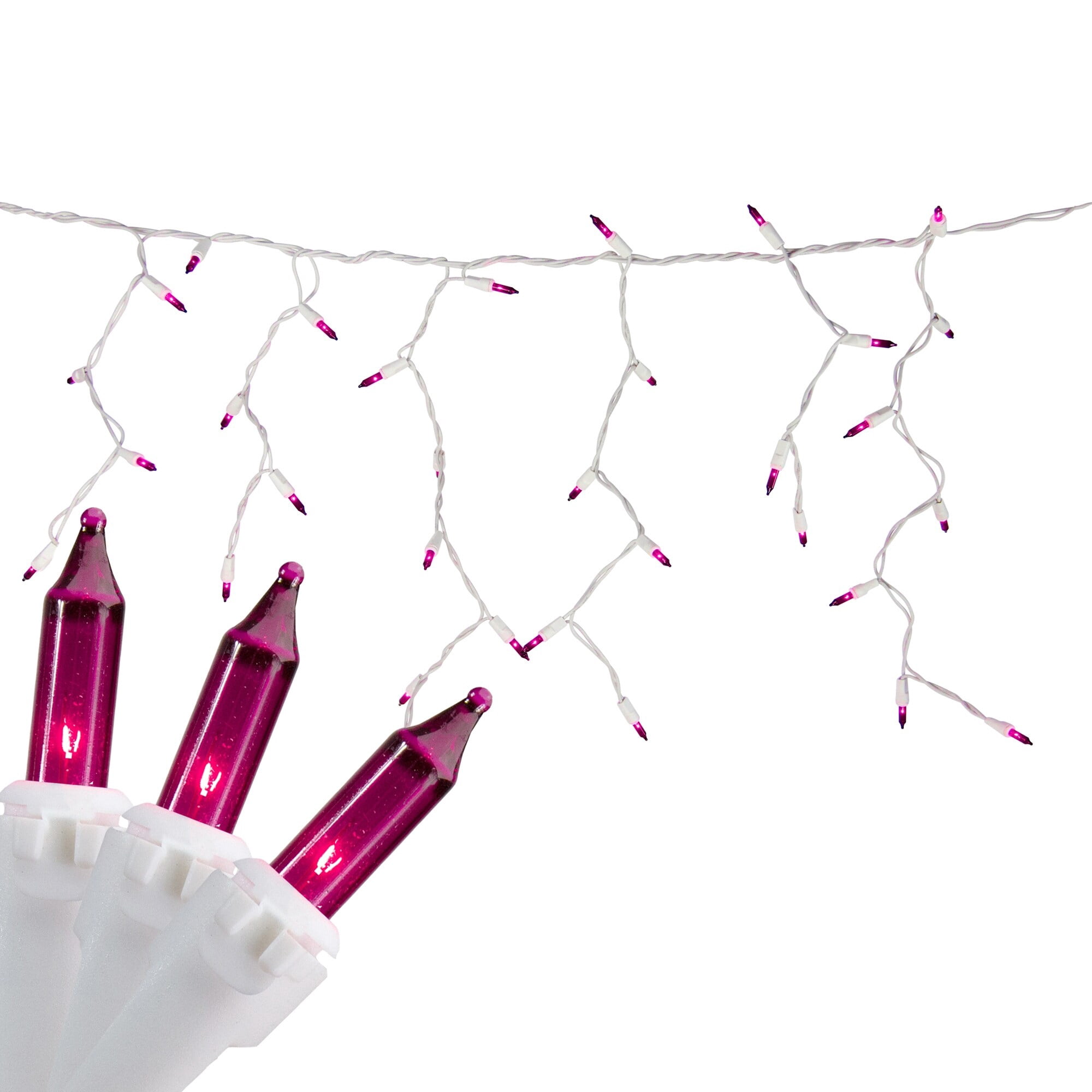 Northlight 100 Count Purple Mini Icicle Christmas Lights - White Wire Mini Lights