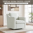 thumbnail image 5 of Swivel Accent Chairs Set of 2, Comfy Swivel Chair with Deep Seat, Upholstered Club Armchair with 360 Degree Rotation Base, Single Sofa Reading Chair for Living Room, Pinstripe Light Blue, 5 of 6