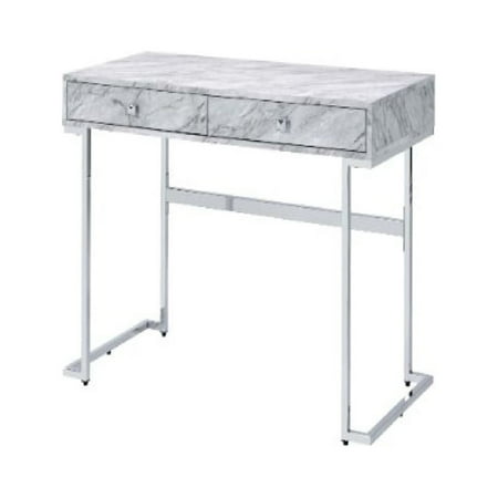 UPC: 0192551787933 | Writing Desk with 2 Drawers and Faux Marble Top  Gray- Saltoro Sherpi