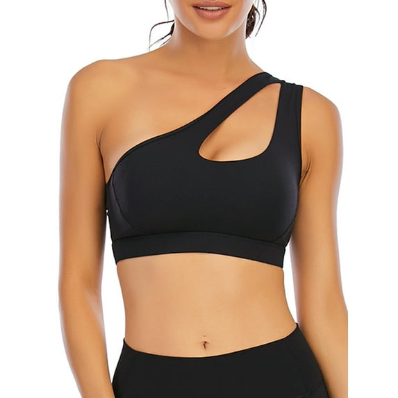 FUTATA Fashion Women's Sports Bras Medium Support One-Shoulder Yoga Bra Removable Padded Workout Running Bras Activewear Tank Tops,S-2XL