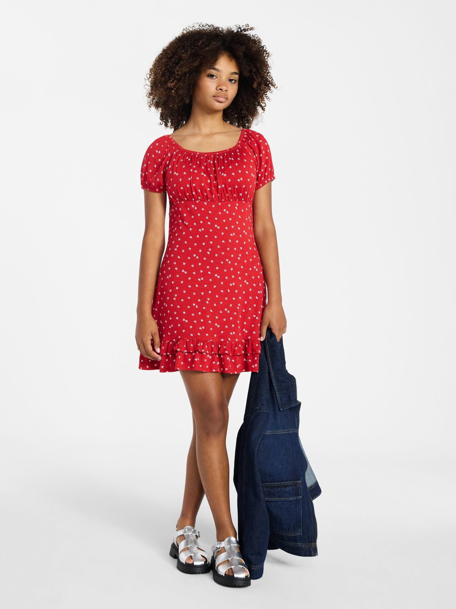 Weekend Academy Girls Knit Puff Sleeve Peasant Dress, Sizes 4-18