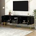 thumbnail image 3 of TV Stand for 70" TVs, TUANLUO TV Console Table with Drawer and 2-Door Cabinets, Modern Entertainment Center, TV Stand Furniture for Living Room Bedroom, 68.9"L x 15.7"W x 25.6"H, Black, 3 of 10