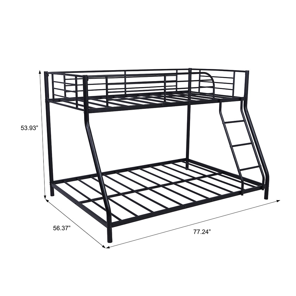 Kepooman Twin over Full Metal Bunk Bed with Ladder, Black Kepooman Twin over Full Metal Bunk Bed with Ladder, Black