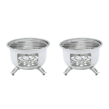 unbranded 2 Sets  of Stainless Barbecue Stove Small Camping Grill Round Camping Stove