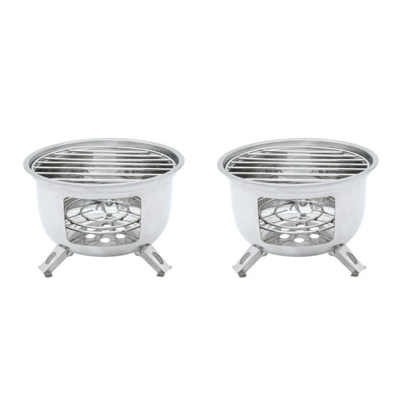 unbranded 2 Sets  of Stainless Barbecue Stove Small Camping Grill Round Camping Stove
