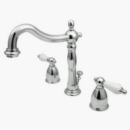 Kingston Br Kb1971pl Heritage Widespread Lavatory Faucet With Kingston Br Kb1971pl Heritage Widespread Lavatory Faucet With Porcelain Lever Handle Polished Chrome