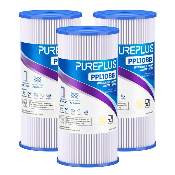 Filtro de agua PUREPLUS PPL10BB, 20 micras, 10 pulgadas x 11 cm, sedimentos
