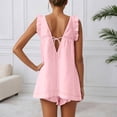 thumbnail image 4 of Likimi 2 Piece Sets For Women Sleeveless V Neck Solid Color Ruffles Loose Fit Top With Shorts Summer Elegant Fashion Outfit Set Red Size S, 4 of 5