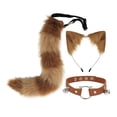 thumbnail image 1 of Conjunto de Collar y cola con orejas Yuyangstore disfraz suave para fiesta Halloween marrón, 1 of 8