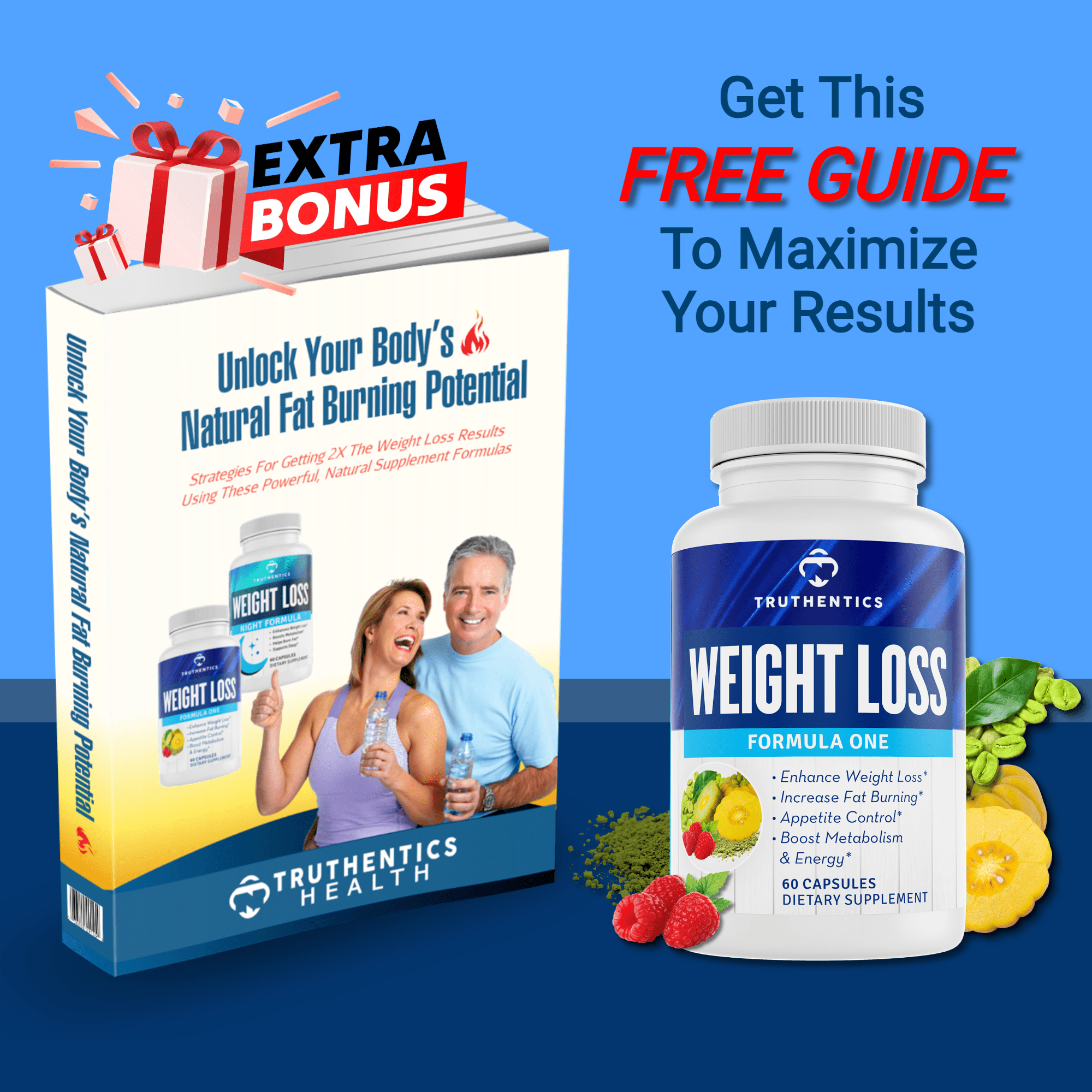Truthentics Weight Loss Formula One - Fat Burner, Appetite Suppressant, Metabolism Booster with Raspberry Ketone - 60 Capsules, 2.5 oz