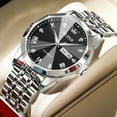 thumbnail image 3 of OLEVS Watches for men Diamond Business Dress Luxury Casual Analog Quartz Stainless Steel Waterproof Luminous Date Men Wrist Watches reloj para hombre Black Dial, 3 of 14