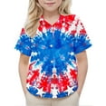 thumbnail image 4 of HAOTAGS 4th of July Shirts for Big Boys American Flag Patriotic Short Sleeve Button Down Shirt Multicolor Size 14 Years, 4 of 9