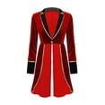 thumbnail image 2 of Cowsor Women Velvet Tailcoat Jacket Long Sleeve Lapel Collar One Button Closure Trim Swallow Tailed Mid Length Outerwear Halloween Themed Performance Stage Costume, 2 of 5