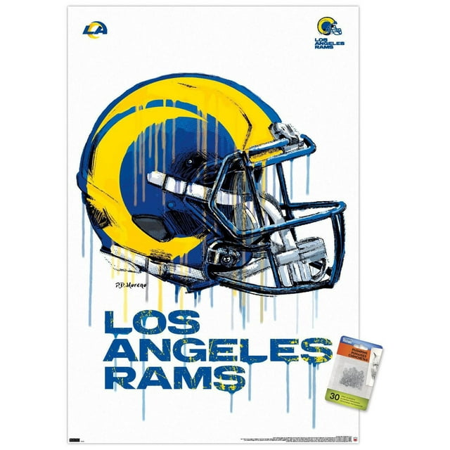 NFL Los Angeles Rams - Drip Helmet 20 Wall Poster, 14.725" x 22.375" Framed