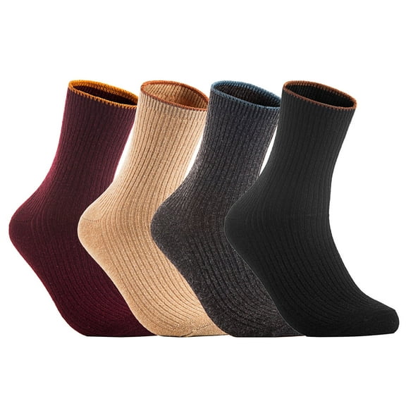 Lian LifeStyle Big Girl's 4 Pairs Wool Crew Socks HR1612 Size L/XL Casual (No Grey)