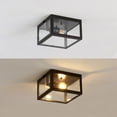 thumbnail image 5 of JONATHAN Y Grayson 8" 1-Light Farmhouse Industrial Square Iron/Glass Case LED Flush Mount, Oil Rubbed Bronze, 5 of 10