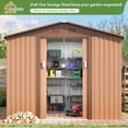 thumbnail image 3 of HOGYME 6' x 8' Outdoor Storage Shed, Garden Tool Metal Shed w/ Doors Vents, for Patio Lawn Backyard, Brown, 3 of 15