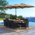 thumbnail image 2 of Costway 11 PCS Patio Wicker Dining Set with Double-Sided Outdoor Umbrella 8 Stackable Chairs, 2 of 9