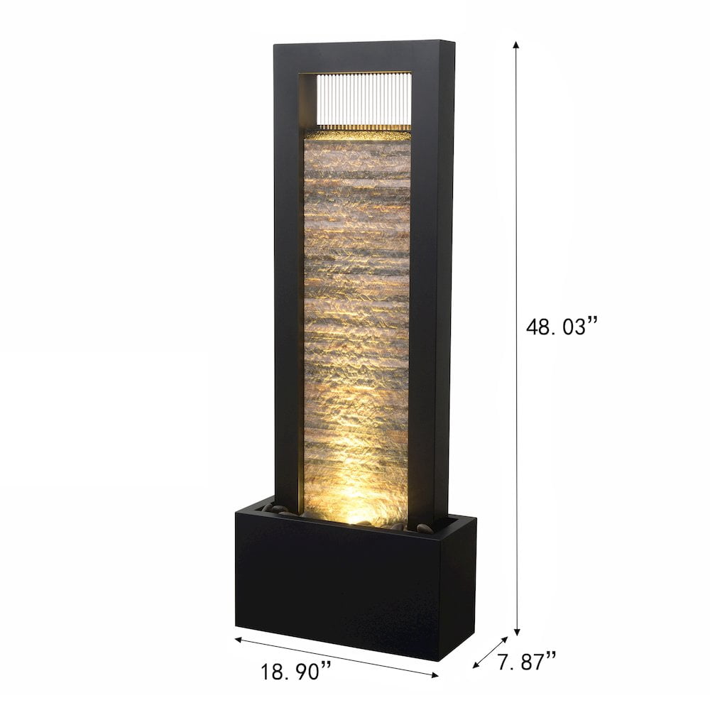 Versatile Zen Metal Fountain with Stone Brick Accent