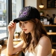 thumbnail image 4 of romoty Womens Black Hummingbird Floral Embroidered Baseball Cap Adjustable Cotton Sun Hat for Outdoor Travel Hiking, 4 of 6