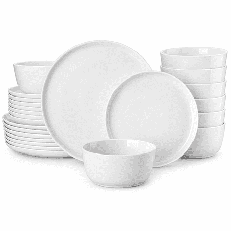 24 Piece White Porcelain Dinnerware Set, Service for 8