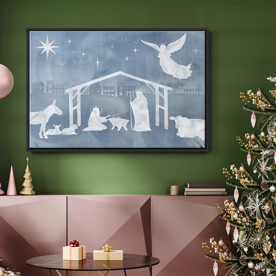 Star of Bethlehem Collection A - Framed Gallery Wrapped Holiday Canvas - 25 x 37 - Black Frame