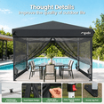 thumbnail image 4 of GVDV 10ft x 10ft Pop-Up Canopy, Outdoor Canopy tent with Adjustable Height, Mosquito Netting, Zipper Doors, and Carry Bag, 4 of 9