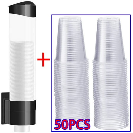 

Lishuaiier 1PCS Cup Dispenser Water Cooler 5oz - 7oz Cup Holder with 50 plastic disposable cups Cone or Flat Bottom Wall Mount Black