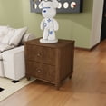 thumbnail image 6 of Fluted Nightstands Set of 2,Mid Century Modern Wood NightStand with 3 Drawers,Side Table with Storage for Farmhouse Bedroom Living Room Small Space,Walnut, 6 of 10