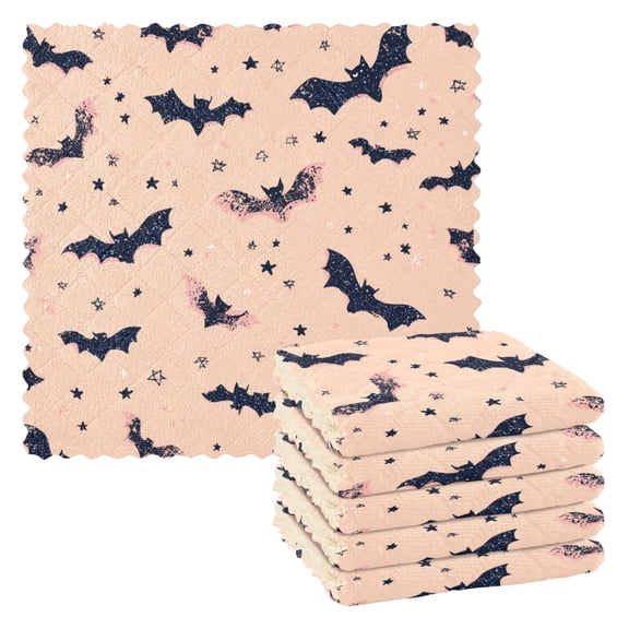6 Pieces of Kitchen Towels 11x11Inch Kitchen Dish Cloths Kitchen Dish Towels Reuseable Cleaning Cloths Black Bats