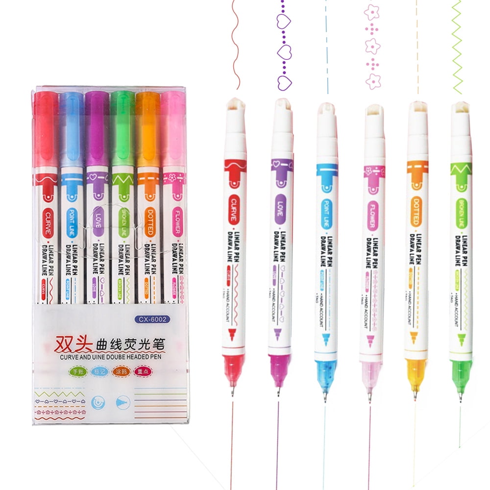 24 Pcs Curve Highlighter Pens Dual Tip Curve Pens Highlighters Fluorescent  Pens Planner Pens Office School Supplies