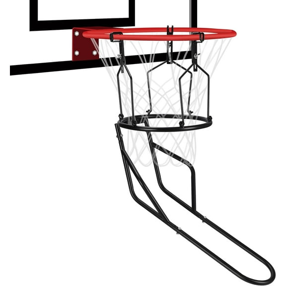 Basketball Return Attachment, Heavy Duty Basketball Rebounder with 3 Stable Large Hooks, Durable Basketball Accessories for 18" Rim Basketball Training, Black