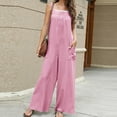 thumbnail image 2 of Hyknon Rompers for Women Sleeveless Loose Plus Size Wide Leg Long Jumpsuits Summer Fashion Solid Color Halter Elastic Waist Long Rompers with Pockets, 2 of 7