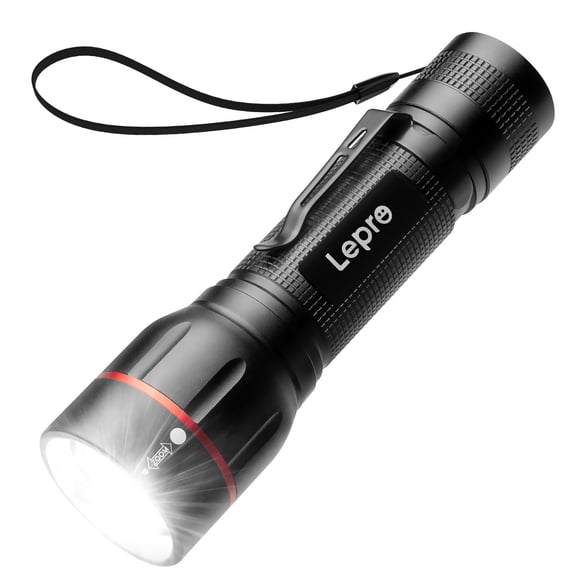 Lepro LED Flashlights with Clip , LE2050 High Lumen, 5 Lighting Modes, Zoomable Waterproof  Lightweight Flashlights for Emergencies,Camping, Powered by AAA Battery