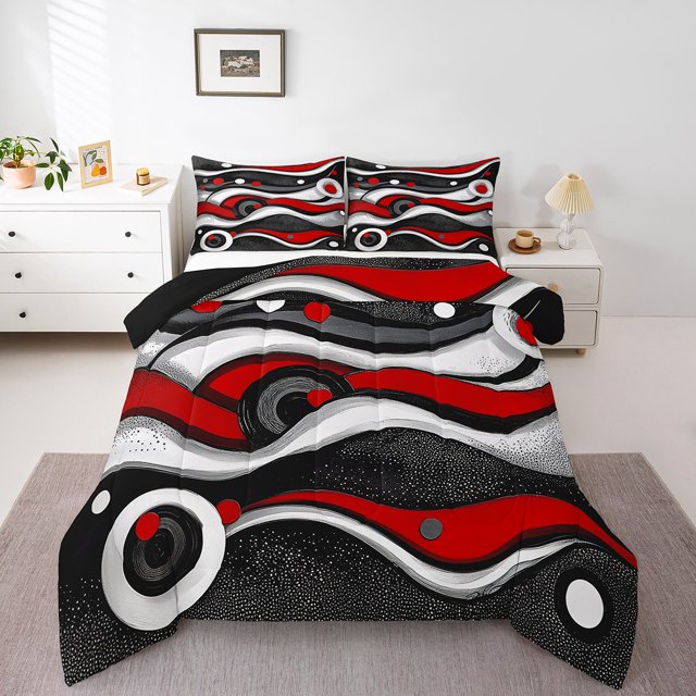 Erosebridal Geometric Stripes Comforter Sets,Abstract Artwork Comforters & Duvets,Ultra Soft Reversible Bedding Comforter Set,Teenager Bedroom Decor,2pcs
