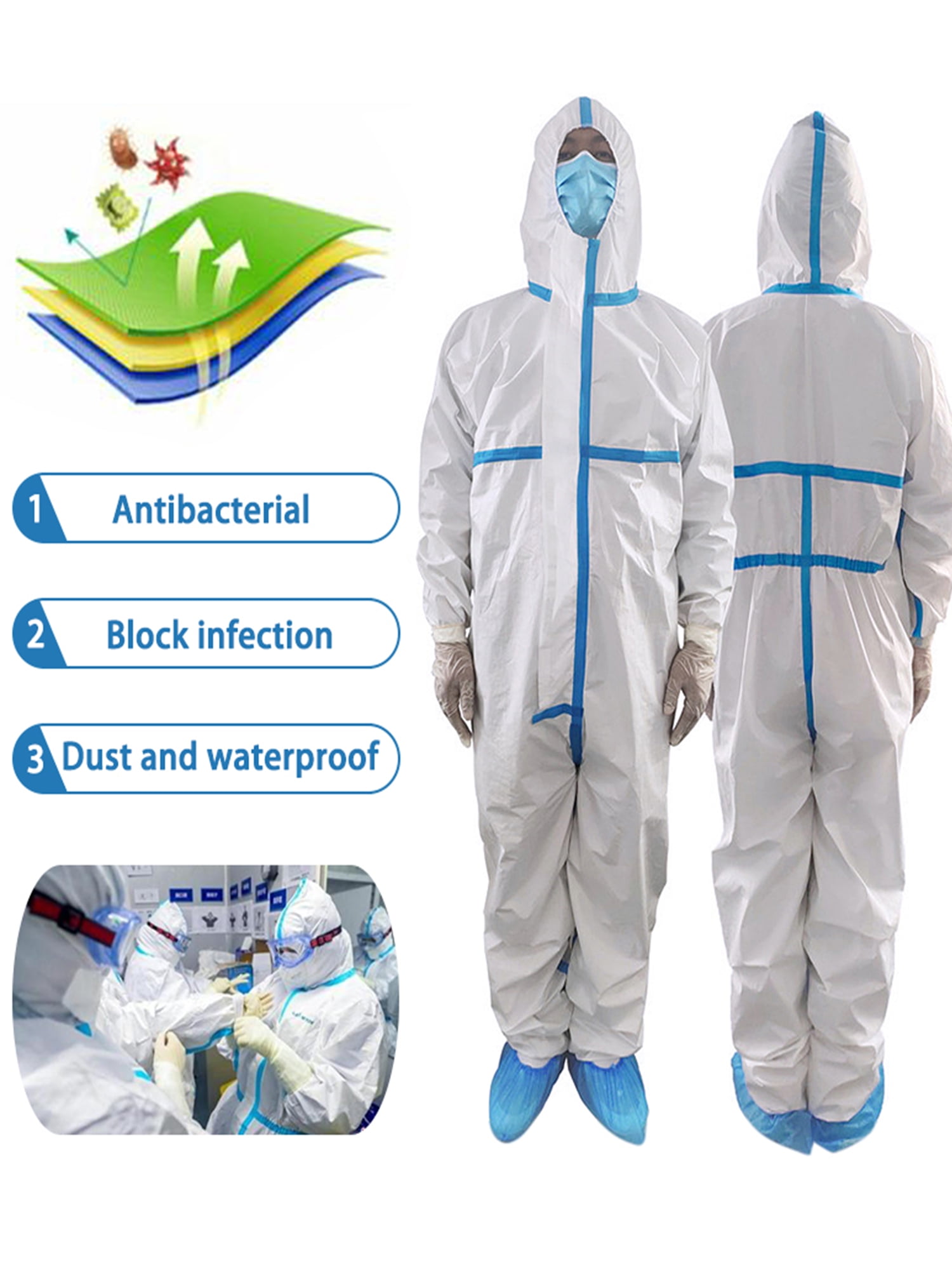 Bellella - Disposable Medical Protective Overall Suit Splashproof ...