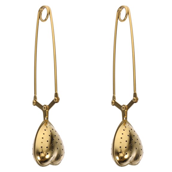 MRLESS Set of 2 Heart-Shaped Stainless Steel Tea Infusers with Handle, Creative Tea Strainers for Home and Tea Parties, Golden