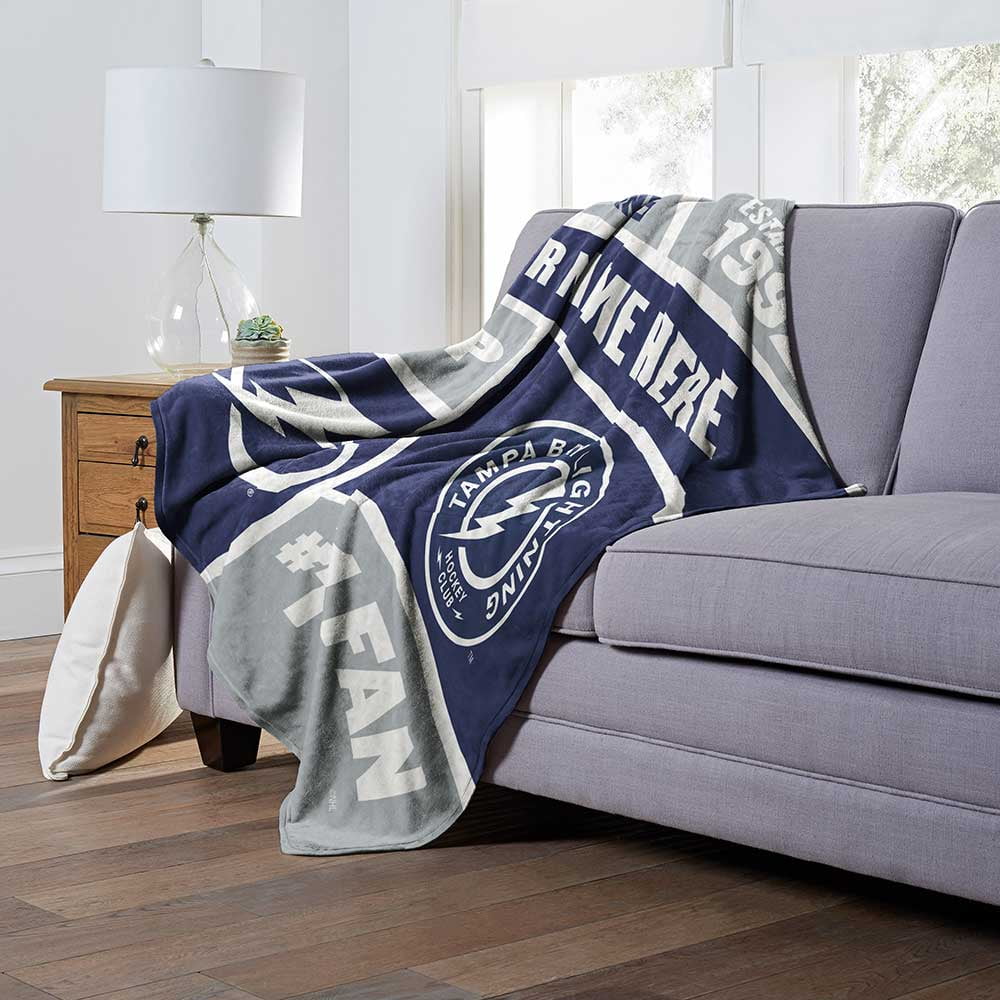 Tampa Bay Lightning NHL Colorblock Personalized Silk Touch Throw Blanket, 50" X 60"