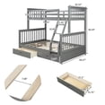 thumbnail image 3 of ARCTICSCORPION Kids Pinewood Bunk Bed Twin-Over-Full Bunk Bed with Storage Drawers and Ladders Gray, 3 of 7