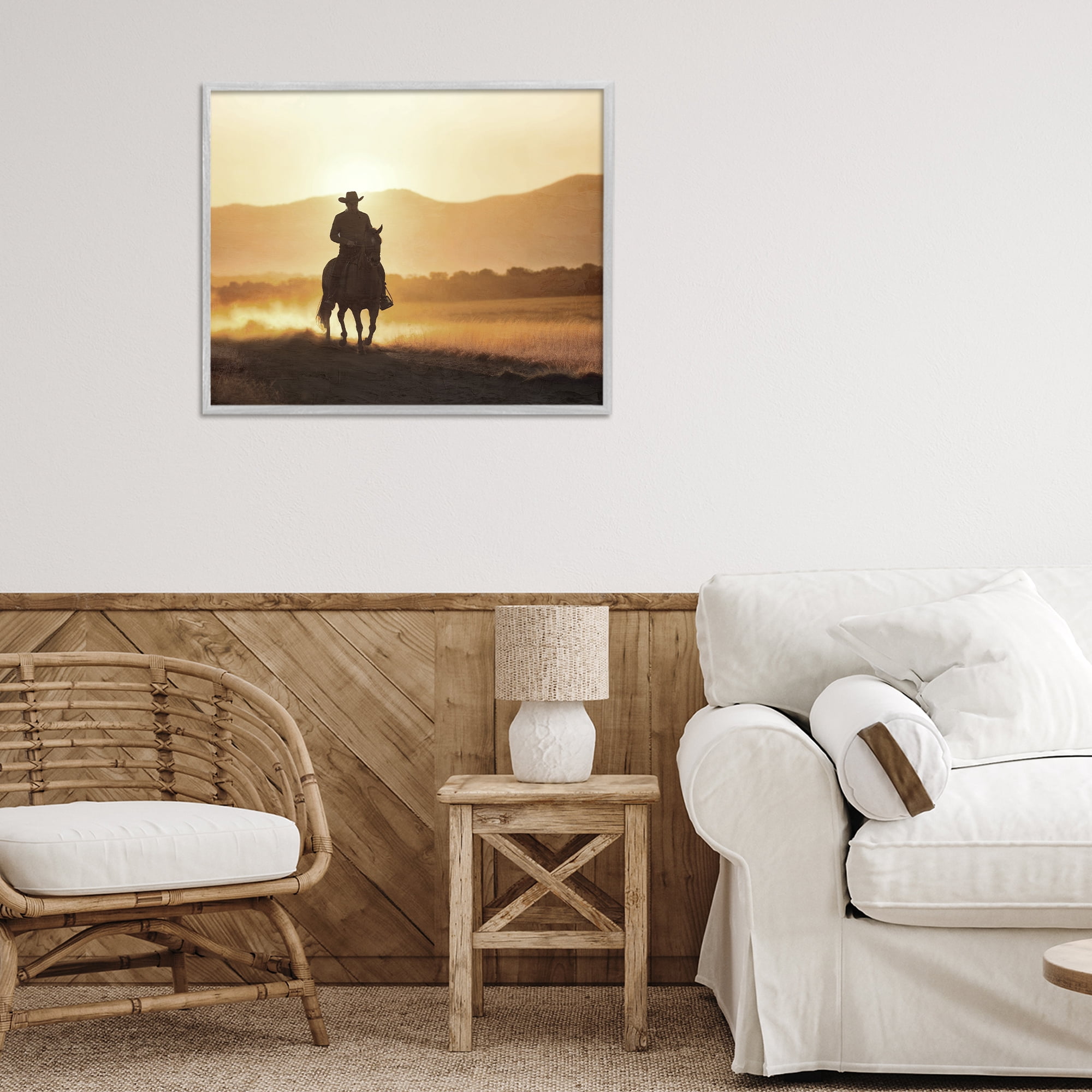 Stupell Industries Cowboy's Ride Home Gray Framed Giclee Art, design by Kim Allen
