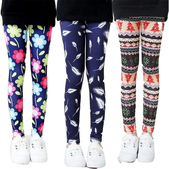 Godderr 2Pcs Toddlers Baby Printed Leggings, 1-10Y Kids Fashion Printing Leggings Elastic Pants Little Girls Trousers Leggings