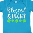 thumbnail image 4 of Inktastic Blessed and Lucky 4 Leaf Clovers St. Patrick's Day Boys or Girls Baby Bodysuit, 4 of 5