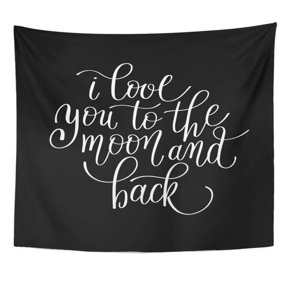 REFRED I Love You to The Moon and Back Handwritten Wall Art Hanging Tapestry Home Decor for Living Room Bedroom Dorm 51x60 inch