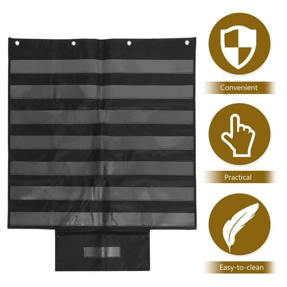 RENACLIPY Black Classroom Pocket Chart Organizer for Word Cards, Teaching Supplies, and Portable Storage Solution