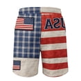 thumbnail image 2 of CIENVNSTG Men's Patriotic USA Flag Print Shorts Drawstring Elastic Waist Casual Shorts for Independence Day Party Hot Pink S, 2 of 6